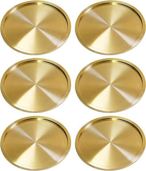 Amazon.com: Brass Coasters for Drinks (6-Pack) - Bronze Gold Coasters - Classy MCM Style Coaster Set - Gold Decor Accents for Table & Bar - Elegant Copper Cup Coasters - L : Home & Kitchen Gold Decor Accents, Brass Coasters, Copper Cup, Gold Coasters, Mcm Style, Copper Cups, Cup Coasters, Brass Items, Cup Coaster