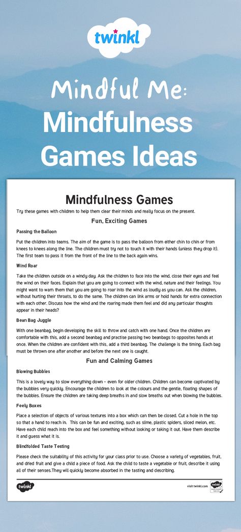 Mindfulness games for kids from Twinkl. After School Club Ideas, School Club Ideas, Mindfulness Games, Mindful Activities For Kids, Bali Ideas, Mindfulness Activities For Kids, Group Counseling Activities, Wellbeing Activities, Focus On The Present