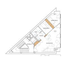 Apartment Building Plans, Triangular Architecture, Loft Floor Plan, Apartment Decorating Hacks, Eco House Design, Triangle House, Loft Plan, Indian House Plans, Architectural Floor Plans