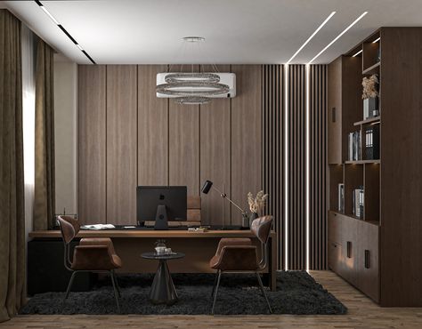 Office on Behance Contemporary Home Office Ideas, Office Boss Room, Secretary Office Design, Executive Room Design, Boss Office Room Design, Small Executive Office, Office Cabin Design Interior Modern, Private Office Interior Design, Small Executive Office Design