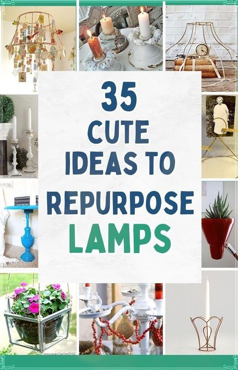 Cool lamp upcycle ideas! I love all these creative upcycled lamp base ideas and original upcycled floor lamp ideas. There are even creative upcycled lampshade ideas on this page as well as how to upcycle a lamp found in a thrift store. Such cute and creative ideas for repurposed lamp projects. Make upcycled home decor with thrift store lamp makeover projects. DIY upcycle ideas for old lamps and lamp bases. Get creative with old lamp shades. Lampshade Repurpose Ideas, Lamp Base Ideas, Lamp Makeover Ideas, Upcycled Lampshade, Old Light Fixtures, Lamp Shade Makeover, Refurbished Lamps, Floor Lamp Ideas, Lamp Upcycle