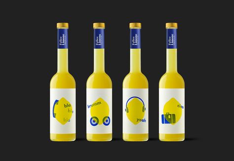 “Felice Limone” is an artisanal limoncello. Beginning with the idea of happiness (from felice), we reached the conclusion that the actual artisan should finish the labels with a set of stamps of the different things that make lemons happy. Thus the hand-c… Limoncello Labels, Contemporary Branding, Cheese Packaging, Food Branding, Fruit Box, Cake Logo, Artisan Chocolate, Chocolate Brands, Chocolate Packaging