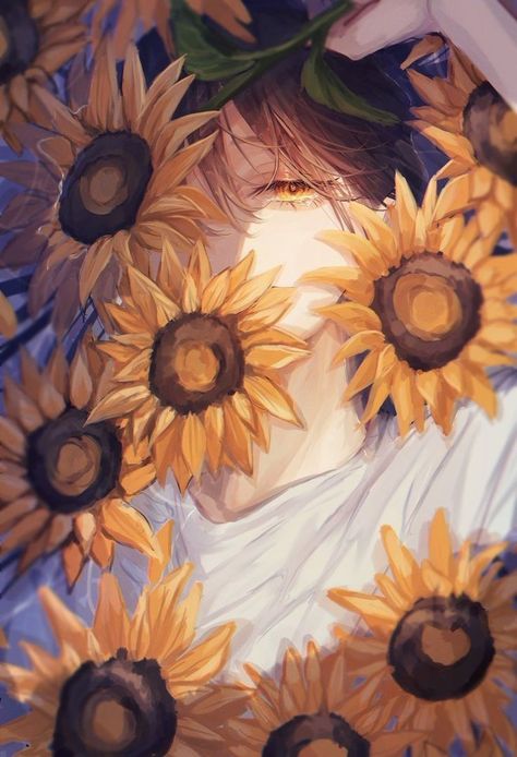 Anime Flower, 1080p Anime Wallpaper, Sunflower Art, Dreamy Art, Art Anime, Boy Art, Anime Artwork, Pretty Art, Aesthetic Art