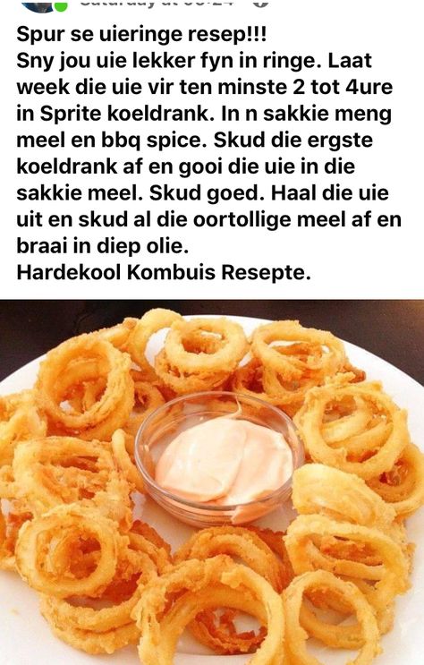 Spur Onion Rings Recipe, African Cooking, Cake Recipes Easy Homemade, Cookie Recipes Homemade, Catering Ideas Food, South African Recipes, Air Fryer Recipes Easy, Delicious Snacks Recipes, Fair Food Recipes