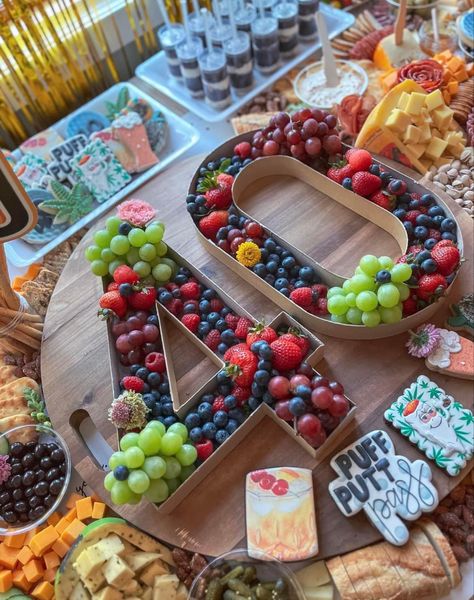 Fruit Letters, Birthday Menu, Brunch Menu, Birthday Food, Birthday Numbers, Fruit Tray, Chocolate Strawberries, 70th Birthday, Grad Parties