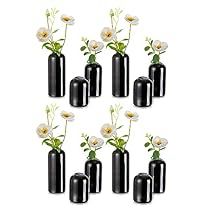 Black White Floral Arrangements, Small Black Vase, Wedding Centerpieces Simple, Floral Arrangements For Home, Centerpieces Simple, Single Flower Vase, Vases For Centerpieces, Bud Vases Flowers, Home Decor Floral Arrangements