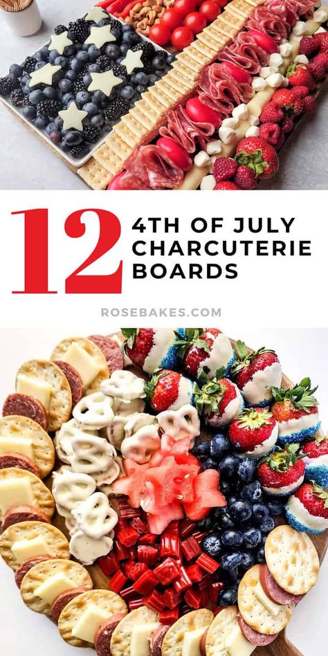 Looking for some creative and festive 4th of July charcuterie board ideas to wow your guests this Independence Day? Look no further! From classic red, white, and blue boards to dessert charcuterie boards, there's something for everyone to enjoy. So let's dive in and get inspired with these 12 Unique 4th of July charcuterie board ideas! 4th Of July Charcuterie Board, Patriotic Snacks, 4th July Food, Boards Charcuterie, Charcuterie Board Ideas, Patriotic Food, Patriotic Desserts, 4th Of July Desserts, Charcuterie Inspiration