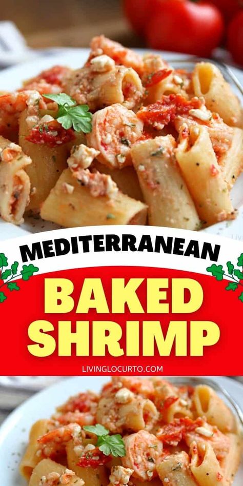 Easy mediterranean baked shrimp with tomatoes and feta cheese is a light and healthy dinner when you need a quick meal. Serve this dish over some cooked pasta for a satisfying dinner the whole family will love! Baked Shrimp Pasta, Shrimp Pasta With Tomatoes, Shrimp With Tomatoes, Easy Baked Shrimp, Tomatoes And Feta Cheese, Pasta With Tomatoes, Tomatoes And Feta, Cheese Pasta Recipes, Healthy Dinner Options