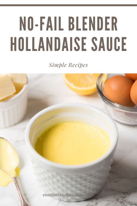 A simple & delicious hollandaise sauce that is prepared with a blender for extra creaminess. #lemony #best #homemade #easy #quick #fast #aspargus #eggsbenedict Hollandaise Sauce Uses, Best Hollandaise Sauce, Blender Hollandaise Sauce, Bernaise Sauce, Hollandaise Recipe, Blender Hollandaise, Easy Hollandaise, Easy Hollandaise Sauce, Homemade Hollandaise Sauce