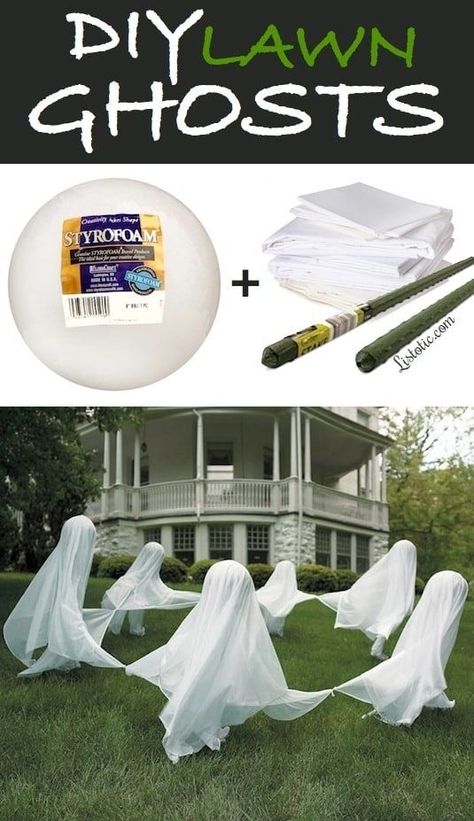 Lawn Ghosts, Halloween Yard Decorations Diy, Diy Halloween Dekoration, Decoration Hall, Diy Halloween Party, Dollar Store Halloween Decorations, Halloween Diy Outdoor, Halloween Decor Diy, Casa Halloween