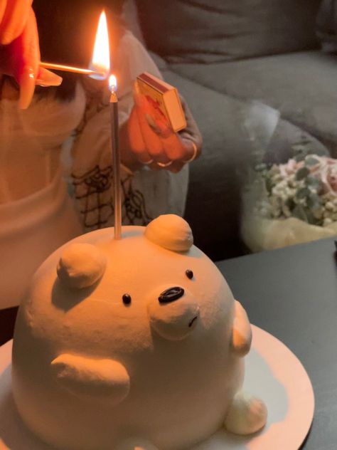 We Bear Bears Cake, Ice Bear Cake, Funny Cakes To Make, Birthday Baking Ideas, Jelly Cat Cake, Cute Bday Cakes, Bear Shaped Cake, Funny Bday Cakes, 18th Birthday Cake Aesthetic