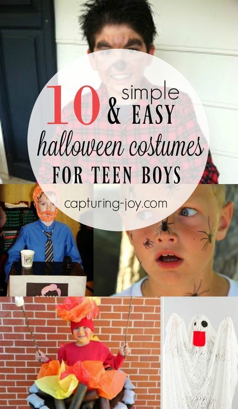 DIY Halloween Costumes for Teen Boys. Some that you can put together in a very short amount of time. www.capturing-joy.com Costumes For Teen Boys, Halloween Costumes For Teen Boys, Teen Boy Halloween Costumes, Ideas For Halloween Costumes, Diy Costumes For Boys, Boys Halloween Costumes Diy, Last Minute Kostüm