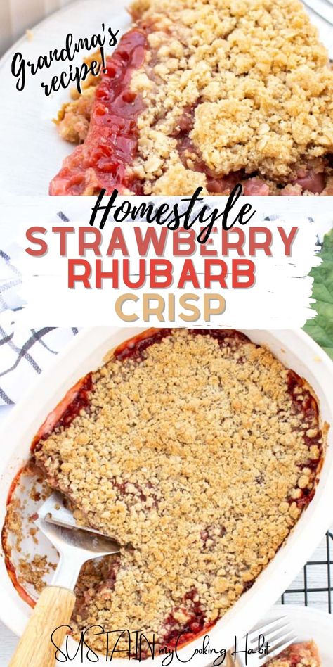 Strawberry Crisp Recipe, Rhubarb Crunch, Strawberry Rhubarb Recipes, Rhubarb Recipes Crisp, Crisp Desserts, Strawberry Crumble, Rhubarb Strawberry, Strawberry Crisp, Oatmeal Toppings