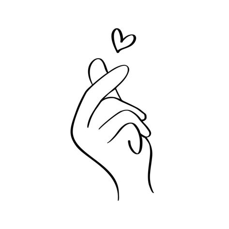 Mini Love Hand, Heart With Fingers, Heartbeat Logo, Doodle Tattoos, Finger Image, Logo Online Shop, Vector Line Art, Illustration Love, Hand Doodles