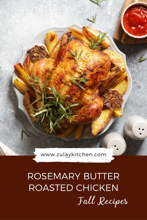 Enjoy the best-roasted chicken with garlic butter, rosemary, and parsley that make it delicious. This chicken is perfectly cooked and golden brown, additionally, it is cooked with vegetables that will be the garnish of your dish, and everything will be ready together. 💕 #chicken #butter #dinner #dinnerideas #easyrecipes #homemade #Fall Butter Roasted Chicken, Rosemary Butter, Rosemary Roasted Chicken, Best Roasted Chicken, Chicken With Garlic, Herb Roasted Chicken, Cabbage Salad, Dinner Inspiration, Fresh Rosemary