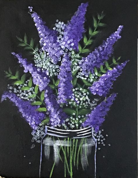 Purple And Black Painting Ideas, Purple Aesthetic Drawings, Purple Flowers Painting, Lilac Painting, Black Canvas Paintings, Acrylic Painting Flowers, Flower Painting Canvas, Simple Canvas Paintings, Canvas Painting Designs