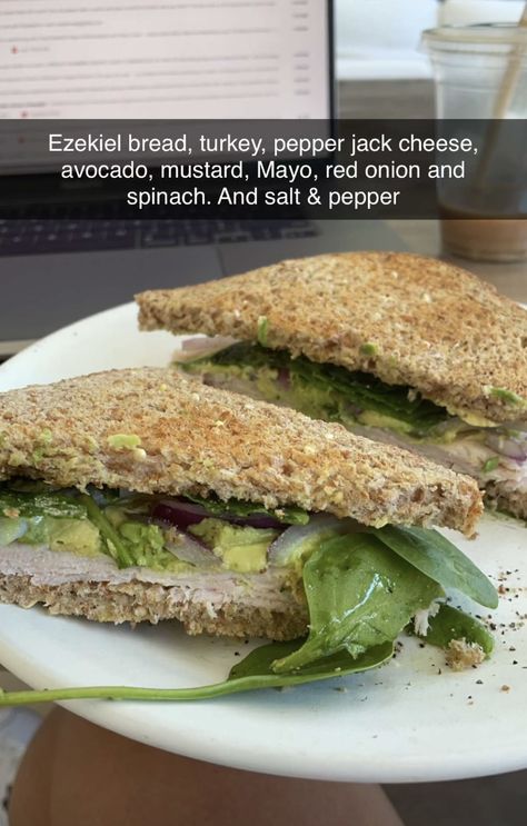 Ezekiel Bread, Spinach Cheese, Bread Sandwich, Pepper Jack Cheese, Spinach And Cheese, Pepper Jack, Cheese Sandwich, Cheese Sandwiches, Red Onion