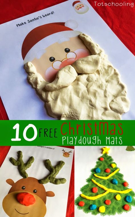 Free Printable Christmas Playdough mats including Santa Claus, Rudolph, Christmas tree, snowman, wreath, ornaments, presents, candy canes and more! Christmas Playdough Mats, Christmas Playdough, Playdough Mats, Christmas Play, Toddlers And Preschoolers, Christmas School, Santa Reindeer, Preschool Christmas, Christmas Classroom