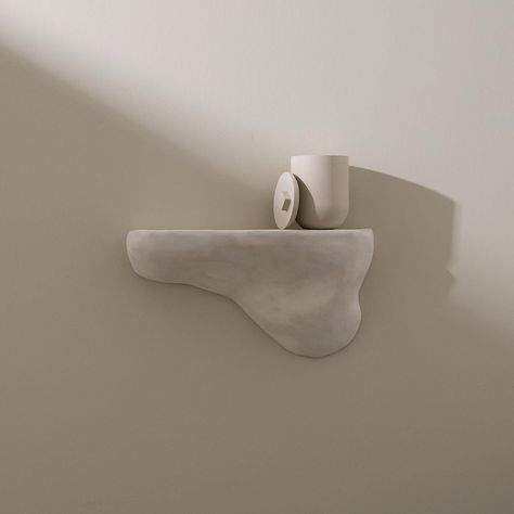 Plaster Shelves, Plaster Shelf, Organic Furniture Design, Spa Vision, Plaster Furniture, Ceramic Shelf, Plaster Diy, Unique Shelving, Soft Minimalism