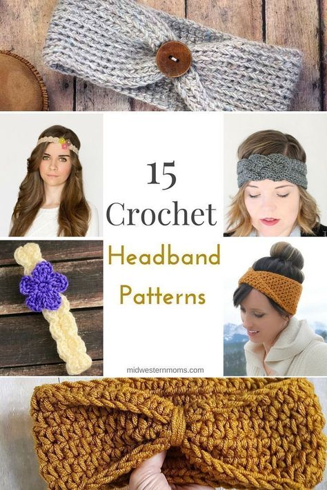 Free Crochet Headband Patterns! 15 great crochet patterns in one place! Free Crochet Headband Patterns, Crochet Headband Patterns, Free Crochet Headband, Uncinetto Zig Zag, Crochet Headband Free, Easy Crochet Headbands, Crochet Headband Pattern Free, Quick Crochet Projects, Crochet Headbands