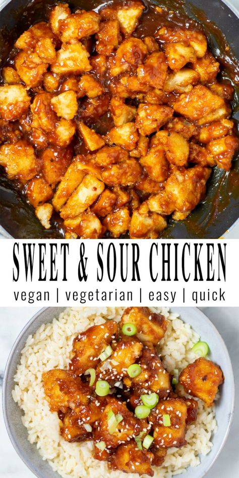 Sweet and Sour Chicken - Contentedness Cooking Vegan Sweet And Sour, Plant Based Chicken, Healthy Main Meals, Clean Eating Vegan, 30 Minute Meals Easy, Lactose Intolerance, Sweet And Sour Chicken, Eating Vegan, Sweet Sour Chicken