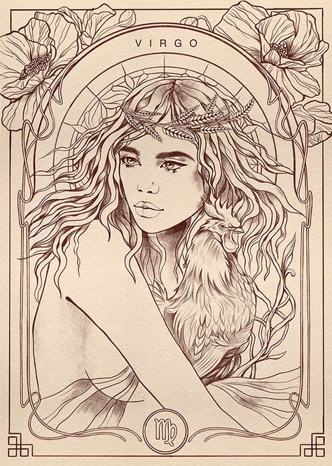 "Horoscope 2020" fashion illustration :: Behance Virgo Aesthetic, Virgo Goddess, Virgo Personality, Horoscope Art, Virgo Art, Nouveau Illustration, Virgo Tattoo, Zodiac Elements, Virgo Season