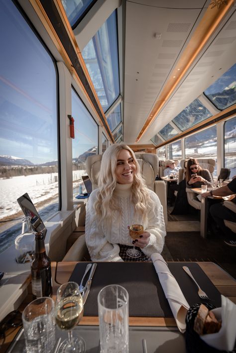 All aboard the Glacier Express! One of the world's most famous train journeys Glacier Express Switzerland Winter, Train Outfit Travel, Glacier Express Switzerland, Winter Train, Hogwarts Express Train, Glacier Express, Train Photos, First Class Tickets, Zermatt Switzerland