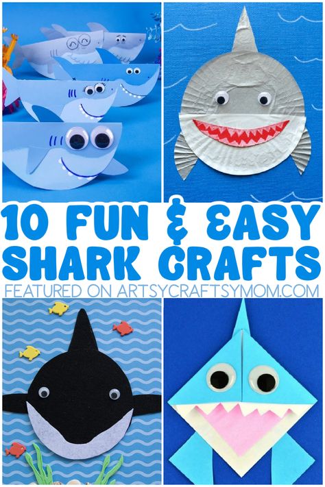 Shark Crafts For Kids, Shark Crafts Preschool, Shark Awareness, Shark Week Crafts, Shark Crafts, Pencil Topper Crafts, Shark Activities, Whale Crafts, Shark Craft