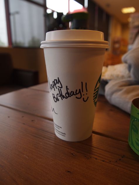 Happy Birthday from starbucks Birthday Starbucks Drinks, Starbucks Birthday Drink, Birthday Starbucks, Fake Boyfriend, Nightclub Aesthetic, Friend Lyrics, Aesthetic Letters, Best Friend Lyrics, Best Poses For Pictures