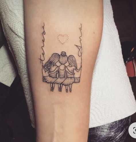 Three Sister Tattoos, Swing Tattoo, Sister Tattoo Designs, Sisters Tattoo, Mom Tattoo Designs, Mommy Tattoos, Sister Tattoo, Sibling Tattoos, Mother Tattoos