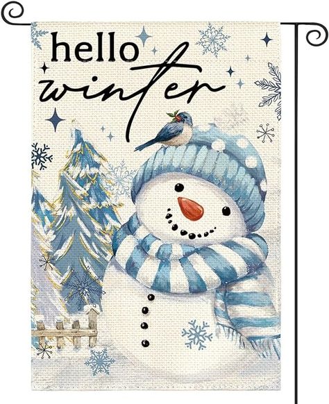 Amazon.com : AVOIN colorlife Snowman Cardinal Hello Winter Garden Flag 12x18 Inch Double Sided, Polka Dot Winter Holiday Yard Outdoor Flag : Patio, Lawn & Garden Christmas Garden Flag, Garden Flag Stand, Outside Decorations, Owl Family, Christmas Garden, Hello Winter, Outdoor Flags, House Flag, Flag Stand