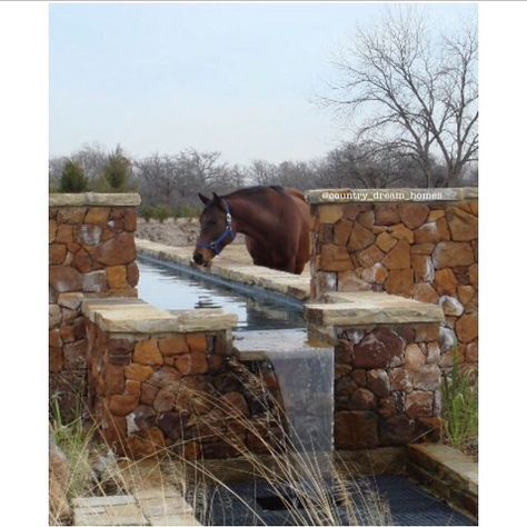 341 Likes, 52 Comments - 🇺🇸 Country Dream Homes 🇺🇸 (@country_dream_homes) on Instagram: “Water trough that is also converted into a small flowing waterfall throughout the pasture! Tag…” Small Stables Horse, Small Equestrian Property, Horse Pool, Luxury Horse Barns, Dream Barn Stables, Paddock Trail, Paddock Paradise, Dream Stables, Dream Horse Barns