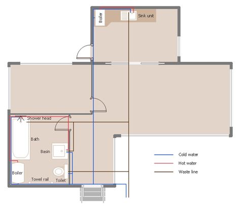 How to Create a Residential Plumbing Plan | Plumbing and Piping Plans | House plumbing drawing | Residential Plumbing Plan Drawings Residential Plumbing Plan, Plumbing Plan Layout, Plumbing Drawing Plan House, House Plumbing Diagram, Plumbing Layout Plan, How To Draw Water, House Plumbing, Plumbing Layout, Plumbing Plan