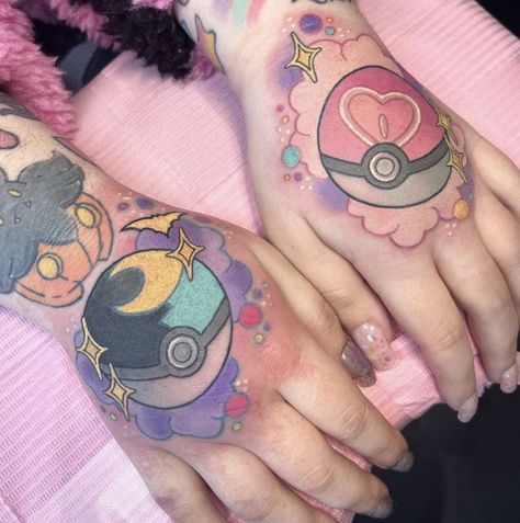 Ball Tattoo, Sigil Tattoo, Pokemon Moon, Pokemon Tattoo, Anime Tattoos, Tatting, Cute Art, Piercings, Tattoo Designs