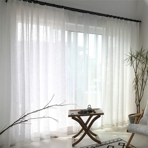 White Sheer Curtain Solid Color All-match Voile Curtain Panel Living Room Bedroom Voile Curtains Living Room, Curtain Panels Living Room, White Curtains Living Room, Gray Sheer Curtains, Sheers Curtains Living Room, Panel Living Room, White Sheer Curtains, Custom Made Curtains, Voile Curtains