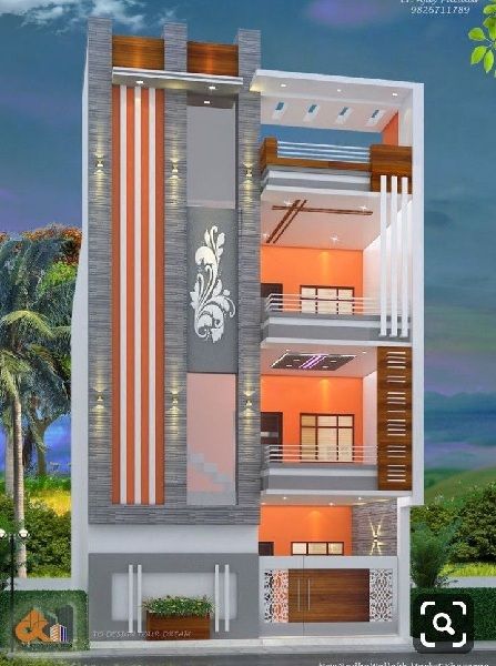 Modern House Front Elevation, House Front Elevation Design, House Front Wall Design, House Front Elevation, Front Elevation Design, 3 Storey House Design, Narrow House Designs, 2 Storey House Design, House Outer Design