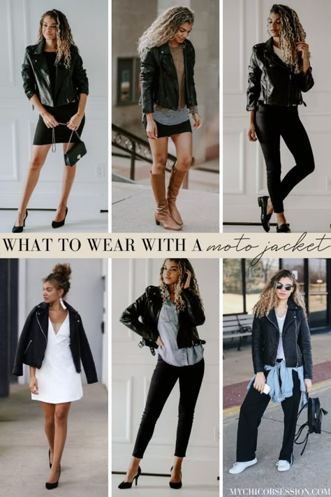 Womens Moto Jacket Outfit, Moto Jacket Outfit Dressy, Biker Jacket Outfit Women, Leather Moto Jacket Outfit, Motorcycle Jacket Outfit, Black Jacket Outfit, Fall Jackets Outfit, Biker Jacket Outfit, All Saints Leather Jacket