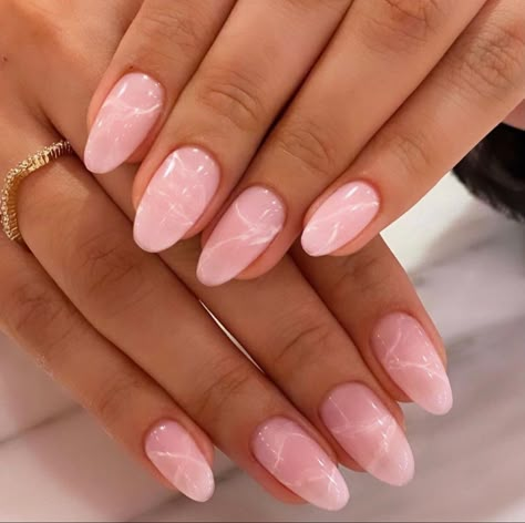 #nailinspo #nailinspiration #pinknails #nailart #marblenails #gelnails #acrylicnails #geloverlays #manicure Rose Quartz Nails, Cute Almond Nails, Almond Nails Pink, Quartz Nail, Nude Nail Designs, Almond Nails Designs, Almond Acrylic Nails, Neutral Nails, Dream Nails