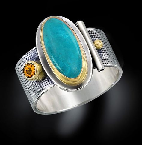 Oval Turquoise Ring by Michele LeVett (Gold, Silver & Stone Ring) Jewelry History, Silver Stone Ring, Beautiful Baubles, Set Rings, Turquoise Gold Ring, Jewelry Stones, Metal Smithing, Metalwork Jewelry, Coin Pendant Necklace