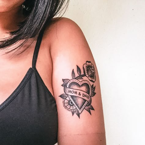 Old School Mom Heart Tattoo, Traditional Style Mom Tattoo, Traditional Mom Tattoo Black And White, Mom Heart Tattoo Traditional Black And White, Traditional Son Tattoo, Classic Mom Tattoo, Traditional Tattoo For Son, Old School Mom Tattoo, Mom Heart Tattoo Traditional