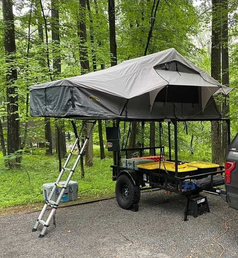 Rooftop Tent Trailer, 5x8 Utility Trailer, Quad Trailer, Camping Gear Trailer, Diy Trailer, Yard Cart, Popup Camper Remodel, Camping Trailer Diy, Jeep Xj Mods