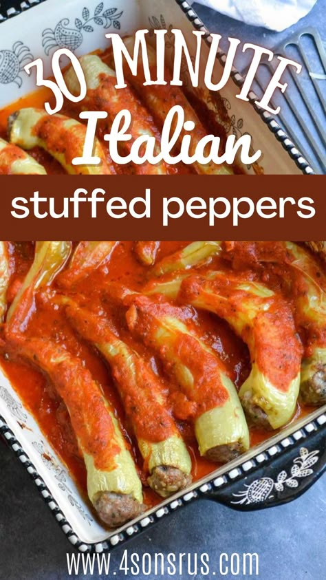 Hot Stuffed Peppers Recipe, Half Hots Stuffed Peppers, Hot Sausage Stuffed Banana Peppers, Stuffed Mild Banana Peppers, Recipe For Stuffed Banana Peppers, Banana Pepper Dinner Recipes, Italian Style Stuffed Peppers, Hot Sausage Stuffed Peppers, Sausage Stuffed Banana Peppers Baked