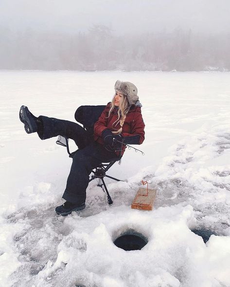 Ice Fishing Aesthetic, Ice Photoshoot, Alcohol Photography, Winter Bachelorette, Ice Fishing House, Travel Camper, Bachelorette Vacation, Winter Fishing