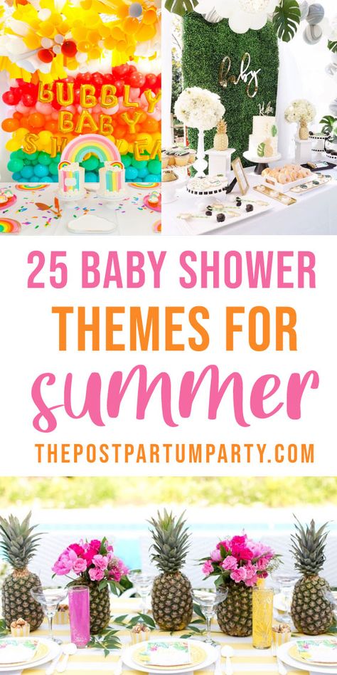 Throwing a summer baby shower? Get ideas with these bright and whimsical baby shower themes that scream fun in the sun this summer! Baby Shower Themes For Boys Summer, Summer Sprinkle Shower Ideas, Outside Baby Shower Ideas Summer, Uncommon Baby Shower Themes, Baby Shower Summer Ideas, June Baby Shower Ideas Girl, Summertime Baby Shower Themes, Baby Shower Outdoor Ideas, Summer Baby Shower Themes Girl