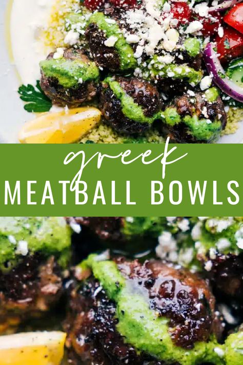 Greek Meatball Bowl, Meatball Bowl, Meatball Bowls, Mediterranean Meatballs, Meatball Seasoning, Juicy Meatballs, Moroccan Couscous, Greek Meatballs, Dinner Quick