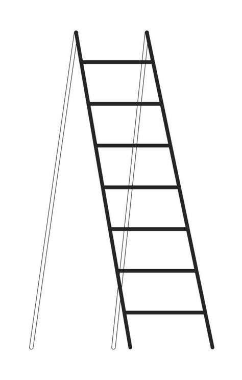 Wooden ladder flat monochrome isolated vector object. Folding step ladder. Editable black and white line art drawing. Simple outline spot illustration for web graphic design Ladder Drawing, Emote Ideas, Spot Illustration, Black And White Line Art, White Line Art, 3d Vector, Line Art Drawing, Wooden Ladder, Graphic Organizer