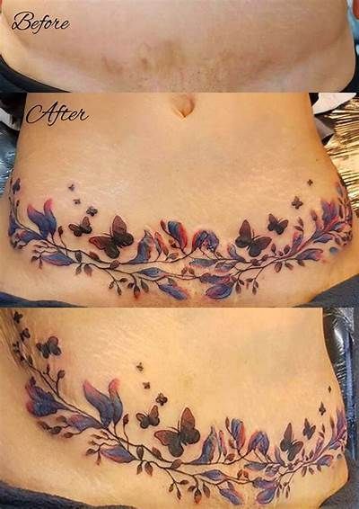 C Section Tattoo Cover Up, Lower Abdomen Tattoo Women, Tummy Tucks Tattoo Cover Up, Belly Tattoo Ideas, C Section Scar Tattoo, Lower Stomach Tattoos For Women, Belly Button Tattoos, Lower Belly Tattoos, Tattoos For Females