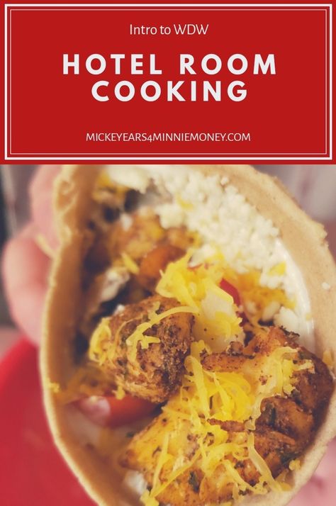 Everything you need to know about cooking in your wdw hotel room Cooking In Hotel Room, Cooking In A Hotel Room, Hotel Room Dinner Ideas, Healthy Hotel Room Meals, Hotel Cooking Ideas, Hotel Room Breakfast Ideas, Hotel Dinner Ideas Meals, Hotel Meals Ideas Simple, Hotel Food Ideas Room