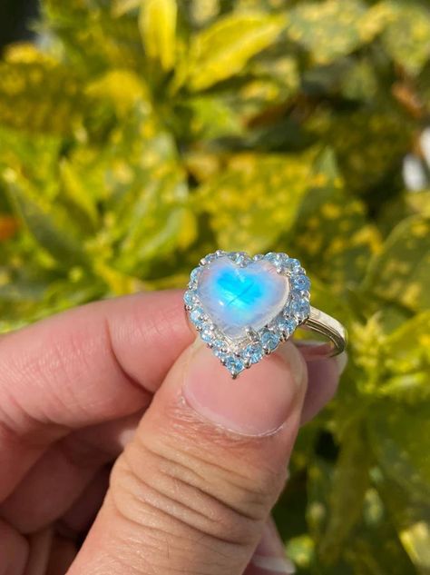 Heart Shape Ring Moonstone Ring Silver Moonstone Ring | Etsy Heart Shape Ring, Fairy Accessories, Blue Opal Ring, Blue Gemstone Rings, Ring Moonstone, Magical Jewelry, Blue Stones, Heart Shaped Rings, Dope Jewelry