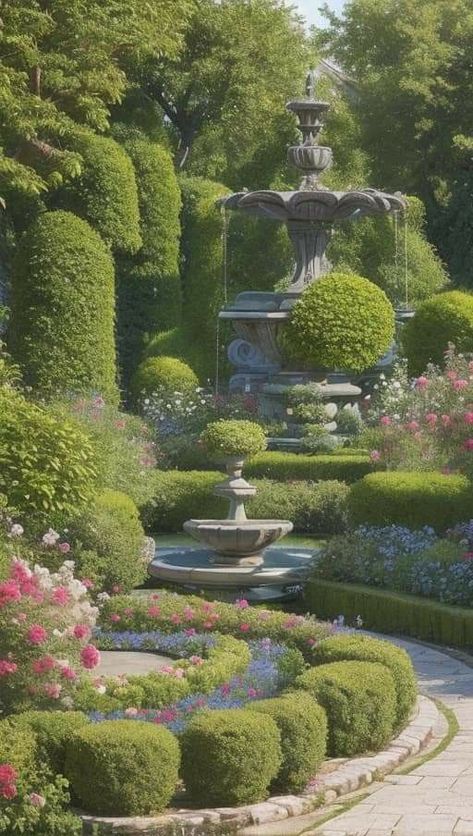 Garden Vintage Aesthetic, English Country House Garden, Victorian Landscape Design, Victorian Era Garden, Famous Gardens Of The World, Cozy Garden Aesthetic, French Chateau Backyard, Old Garden Aesthetic, Royal Garden Aesthetic